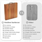 Double Side Acacia Wood Serving Tray, Serving Platters and Trays, Charcuterie Boards Wooden Tray with Vintage Metal Handles, Wooden Cutting Boards for Kitchen, Trays for Serving Food Serving Platter