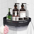 Shower Caddy Shelf Rack, Self Adhesive Shower Shelves with Hooks, Rustproof Bathroom Organizers and Storage, Home Decor Accessories (Triangle-Black)