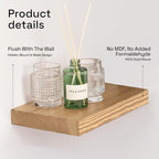 BAOBAB WORKSHOP Natural Wood Floating Shelves for Wall 12 Inch Wide, Small Wooden Shelf 12 In, Bathroom Shelves for Room Wall Mounted Kitchen Rustic Farmhouse, Oak Floating Shelf, 12W × 6.7D, Set of 2