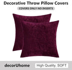 decorUhome Chenille Burgundy Christmas Throw Pillow Covers 20x20 Inch Set of 2, Decorative Soft Couch Pillow Covers Solid Dyed Accent Velvet Farmhouse Neutral Square Pillow Cases for Sofa Living Room