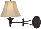 Barnes and Ivy Godia French Country Indoor Swing Arm Wall Lamp Bronze Plug-in Light Fixture Dimmable Beige Softback Bell Shade for Bedroom Bedside House Reading Living Room Home Hallway Dining