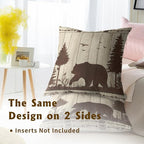 Bear Throw Pillow Covers Set of 2, 20x20 in Wild Animal Mountain Wood Cabin Cotton Square Throw Pillow Case Decorative Cushion Cover Pillowcase Sofa Camper