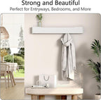 Coat Rack Wall Mount with Hidden Hooks Entryway Hanging Shelf Modern Wood Coat Hanger for Bedroom Kitchen Hallway Bathroom (White,32.7 Inch Long)