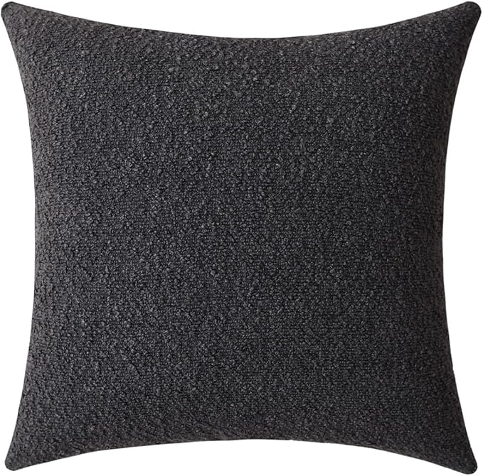 Jeneoo Graphite Grey Decorative Square Thick Accent Throw Pillow Covers Fine Textured Boucle Couch Cushion Cases for Sofa Decor, Set of 1, 24 x 24 Inch