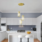 Gold Pendant Lighting Modern Pendant Light, Mini Crystal Chandeliers,Adjustable Pendant Light Fixture for Kitchen Island Dinning Room Corridor Bedroom(Gold 3-Light)