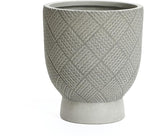 LuxenHome 16.5" H Concrete Tall Urn Planters, Large Outdoor Indoor Decorative Plant Pots with Drainage Holes and Rubber Plug, Modern Gray Glen Woven Pattern Flower Pot Planters for Home Garden Patio