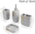Hymmah Bathroom Accessories Set,Marble Design Toothbrush Holder,Farmhouse Bathroom Decor,4 Pcs Resin Gift Set Apartment Necessities, Contain Toothbrush Cup,Soap Dispenser,Soap Dish,Tumbler