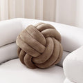 Sioloc Soft Knot Ball Pillows,Round Throw Pillow Cushion Home Decoration Plush Pillow,Throw Knotted Pillow Handmade Round Plush Pillow（7.8inches,Brown）