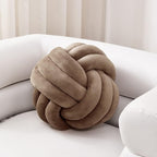Sioloc Soft Knot Ball Pillows,Round Throw Pillow Cushion Home Decoration Plush Pillow,Throw Knotted Pillow Handmade Round Plush Pillow（13.7inches,Brown）