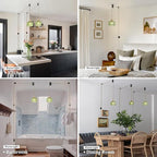 Plug in Pendant Light Hanging Light Fixture Corded On/Off Switch Brass Pendant Light with Green Striped Glass Lampshade for Bedroom Living Room Kitchen Island