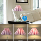 Pleated Table Lamp, Table Lamp for Bedroom, Bedside Lamps for Nightstand with Linen Lampshade, Modern Lamp for Bedroom Home Office Decor, Green