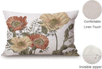 TSSOHU Vintage Flower Throw Pillow Covers 12x20 Brown Rust Colored Floral Botanical Pattern Decorative Pillows Outdoor Linen Farmhouse Cushion Case Country Pillowcase for Sofa Bed Room Decor Set of 2