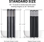 Furlinic Dark Grey Small Stall No Hook Shower Curtain with Snap in Liner,Waffle Weave Heavy Duty Fabric Waterproof Bathroom Curtains,Washable Shower Curtain Set with See Through Window 36x72 Inch