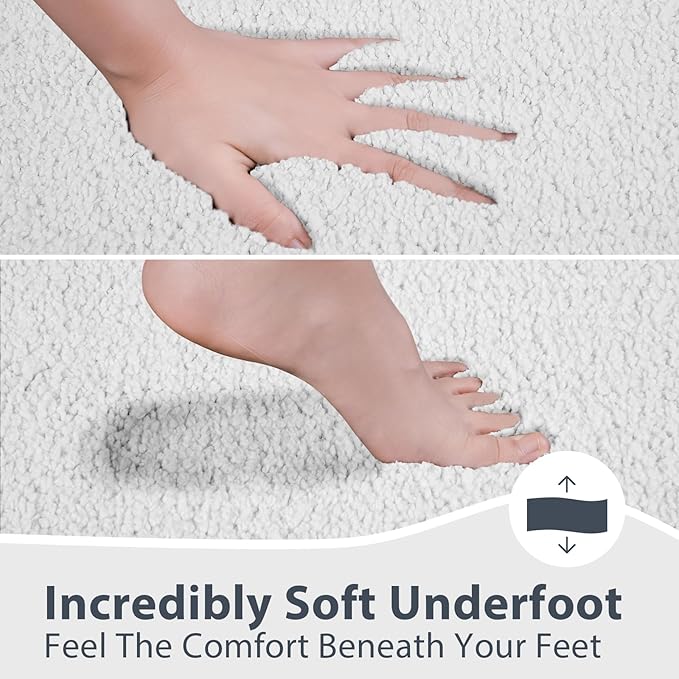 Bathroom Rugs 30" x 60", Non-Slip Extra Soft Absorbent Bath Rugs, Machine Washable Quick Dry Bath Mats for Bathroom Floor, Shower, Bathtub and Sink, White