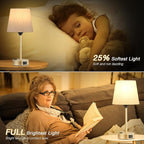 Lamp for bedrooms Set of 2 - Nightstand Bedroom Lamp with USB C Port and AC Outlet Charging, 3 Way Dimmable Touch Control Bed Side Table Lamp, Small Night Stand Light for Kids/Guest Room