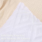 Pallene Pure White Throw Pillow Covers 20x20 Set of 2, Soft Plush Faux Fur Decorative Couch Pillow Covers for Sofa Bed Living Room Pillow Cases with 3D Diamond Pattern