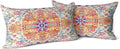 Snycler Orange Blue Ethnic Boho Pillow Covers 12x20 in Boho Carpet Cream Coral Floral Decorative Couch Pillow Cases with Zipper Set of 2 Home Decor for Living Room Bedroom Bed Cushion Outdoor