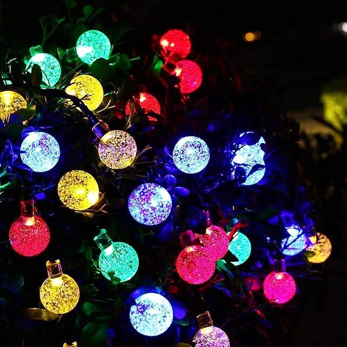 Multicolor Solar Christmas String Lights Outdoor, 2-Pack 100 LED 64FT Crystal Globe Solar Lights Outdoor Waterproof with 8 Lighting Modes, Christmas Decorations for Xmas Tree Wedding Patio Party