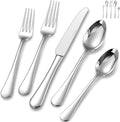 KEAWELL Premium Verona 45-Piece Silverware Set for 8 – Heavy Duty 18/10 Stainless Steel, Brilliant Mirror Finish, Smooth Edges, Dishwasher Safe (45, Silver)