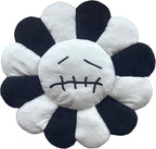 Smile Face Plush Rainbow Pillow, Sunflower Indie Decor Plush Pillow Soft & Comfortable Flower Floor Pillow for Home Reading Bed Room Decoration (White, 40CM)