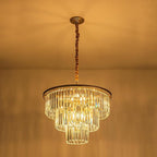 12-Light 23.64" Gold Modern Crystal Chandelier Crystal Pendant Chandeliers Light Fixture 3-Tier Hanging Lighting for Living Dinning Room Bedroom Foyer