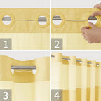 No Hooks Needed Linen Textured Shower Curtain with Snap-in Fabric Liner Set,Hotel Luxury Decor Shower Curtains for Bathroom with Mesh Top Window,Waterproof & Washable,71Wx74H,Gold