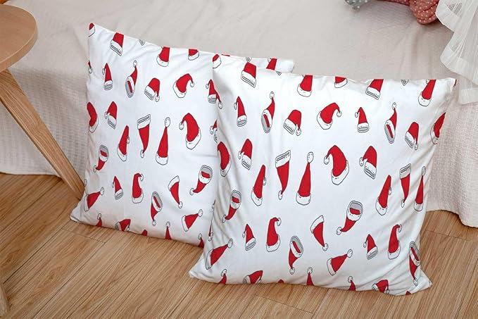 CAPSCEOLL 2PCS Red Pillow Covers 20X20Inch Christmas Celebration White Winter Xmas Year Soft Pillow Covers for Bedroom Sofa Living Room