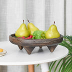 Light Wood Round Footed Serving Tray,Wabi Sabi Decor,Brown Decorative,Candle Tray,Wooden Display Riser