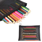 Patu Zipper Mesh Bags, Size L / A5, 5 Pieces, Beauty Makeup Cosmetic Accessories Organizer, Travel Toiletry Kit Set Storage Pouch, Black