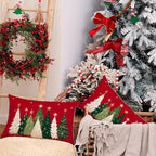AACORS Christmas Pillow Covers 12X20 Set of 2,Watercolor Christmas Tree Stars Decoration Holiday Farmhouse Winter Pillow Case for Sofa Couch Decor（Red） AA231-12-2