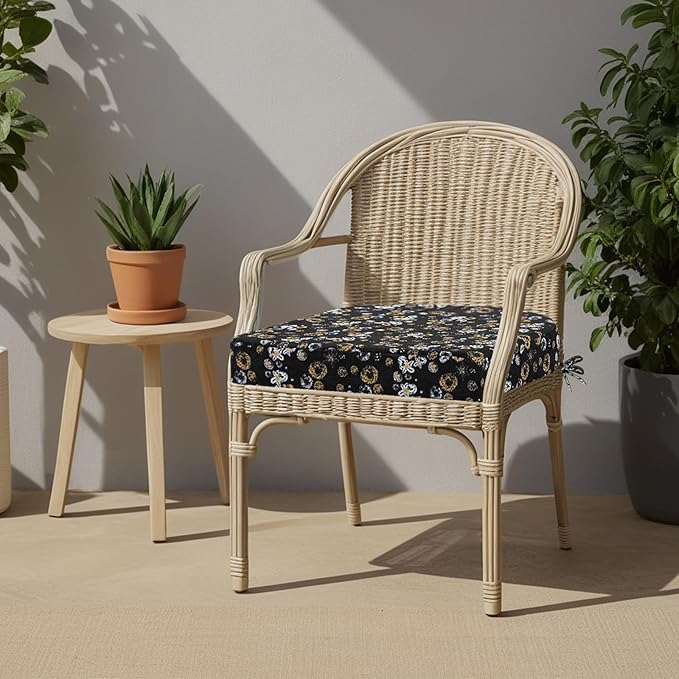 idee-home Outdoor Chair Cushions Set of 4, Thick 19" x 19" x 3" Outdoor Seat Cushions Patio Furniture Waterproof with Ties, Dining Pads