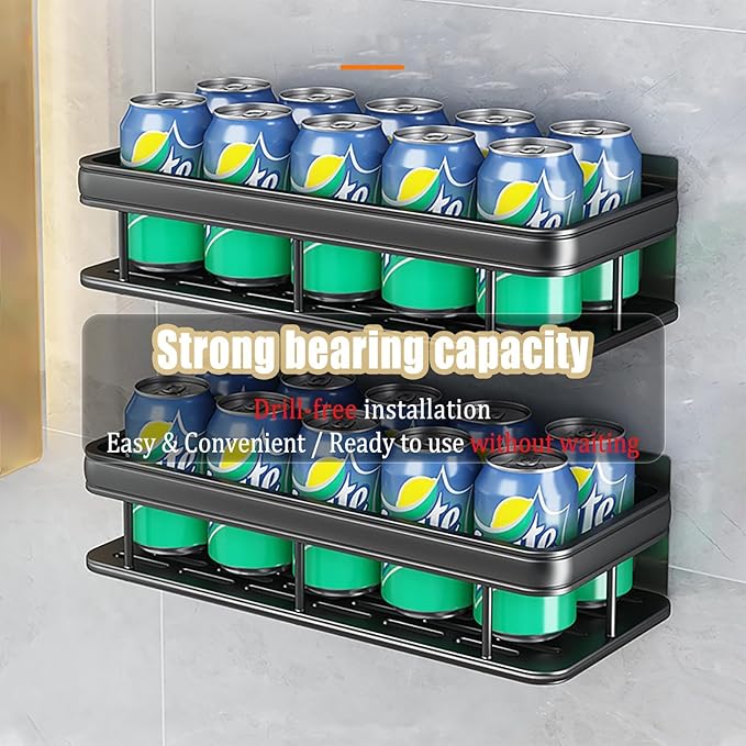 EVALAND Aluminum Shower Caddy, Adhesive Shower Shelves, 2-Pack with Hooks and Rod for Towels, No Drill Wall Mount Rustproof Premium Organizer for Bathroom, Kitchen, Silver