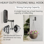2PCS Foldable Wall Hooks, Heavy Duty Zinc Alloy Folding Wall Hooks,Folding Coat Hooks, Flip Down Hook for Hanging Coats, Bags, Hats, Cooking Utensil, Bathrobes, Keys (Black)