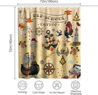 Tattoo Mermaid Skull Theme Bathroom Bathtubs Fabric Nautical Shower Curtain Cute Trendy Shower Curtain Set with 12 Hooks 72x72 inches Polyester Machine Washable, Brown and Yellow