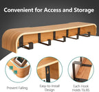 Coat Rack Wall Mount with Hidden Hooks Entryway Hanging Shelf Modern Wood Coat Hanger for Bedroom Kitchen Hallway Bathroom (Oak, 20.9 Inch Long)
