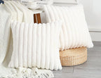 PANOD Faux Fur Decorative Large Throw Pillow Covers 28 x 28,Boho Modern Pillow Case Cushion Cover for Bed Sofa Farmhouse Livingroom,White