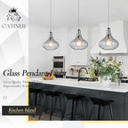 11" Smoked Hammered Glass Pendant Light – Blown Glass Ceiling Fixture with Brushed Nickel Finish, Modern Industrial Lighting for Kitchen Island, Dining Room, Hallway, Living Room