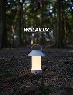 Rechargeable Outdoor Lantern Waterproof, Dimmable Warm White & Flickering Flame Mood Light, Portable Cordless Table Lamp for Patio/Camping/Shower/Emergency Power Outage (Khaki)