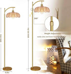Gold Floor Lamp for Living Room,Bedroom,Mid Century Modern Standing Lamp with Remote,Dimmable Brass Tall Lamp Amber Glass Vintage Retro Arc Floor Lamps Flower Floor Light Boho Bohemian