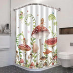 Mushroom Shower Curtain Green Plant Leaves Butterfly Fairy Girls Shower Curtains for Bathroom Waterproof Polyester Fabric Bathroom Curtain 72 x 72 Inch with 12 Plastic Hooks