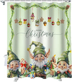 Vandarllin Merry Christmas Shower Curtain, Green Christmas Gnome Elf Shower Curtains Set with Hooks, Xmas Balls Waterproof Fabric Bathroom Curtains Decor Home Accessories, Stall Long 36 X 78 Inch