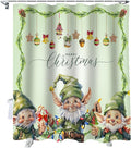Vandarllin Merry Christmas Shower Curtain, Green Christmas Gnome Elf Shower Curtains Set with Hooks, Xmas Balls Waterproof Fabric Bathroom Curtains Decor Home Accessories,72X 96 Inch Extra Long