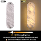 2 Pack 2 Light Oval 18" Alabaster Marble Bathroom Wall Sconce Modern Concise Style Wall Light Fixture,Dark Gray Finish for Bedroom Hallway Bedside
