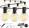 120FT Solar String Lights Outdoor Waterproof with Remote, G40 Solar Powered String Lights with 40+2 LED Shatterproof Bulbs, Dimmable Solar Patio Hanging Lights for Outside Backyard Party