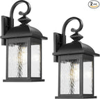 FEMILA 21" Large Exterior Wall Light Fixtures, 2 Pack Anti-Rust Waterproof Outdoor Wall Lantern Porch Lights for Entryway, Patio, Garage, Doorway, Matte Black, 4FD54B2-2PK BK-WP