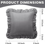 KKJIAF Ruffle Pillow Cases 18x18 Inches, Grey Square Ruffled Pillow Covers Set of 2, Microfiber Wrinkle Resistant Pillow Shams with Envelope Closure for Sofa Bed Living Room