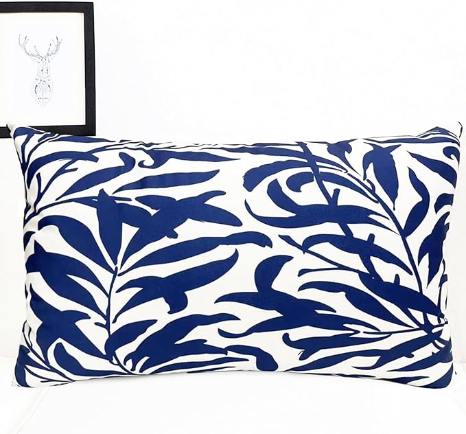 Decorative Throw Pillow Covers Set of 2 Blue Pillow Covers 12x20 inch Short Plush Couch Throw Pillow Cases Floral Throw Pillows,Farmhouse Outdoor Pillow Covers for Sofa Bed Living Room Car
