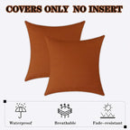Kevin Textile Pack of 2 Outdoor Waterproof Pillow Covers Checkered Decorative Cushions Sham Throw Pillowcases Shell for Patio Tent Garden Couch Bed Sofa 24x24 Inch Burnt Orange
