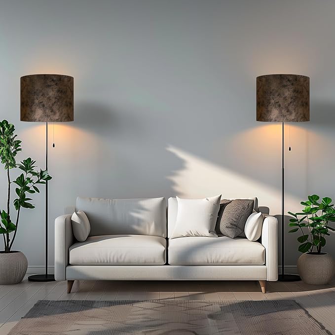 Lamp Shades set of 2 Large Drum Lampshade for Floor Lamps and Table Lamps Come With 2 Lamp Shade Holders New Crocodile Print Lampshade，Top 15"× Bottom15"× Height12" Spider Easy Assemble