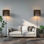 Lamp Shades set of 2 Large Drum Lampshade for Floor Lamps and Table Lamps Come With 2 Lamp Shade Holders New Crocodile Print Lampshade，Top 15"× Bottom15"× Height12" Spider Easy Assemble